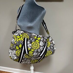 VERA BRADLEY Large Duffel CITRON sport gym bag overnight weekend bag floral